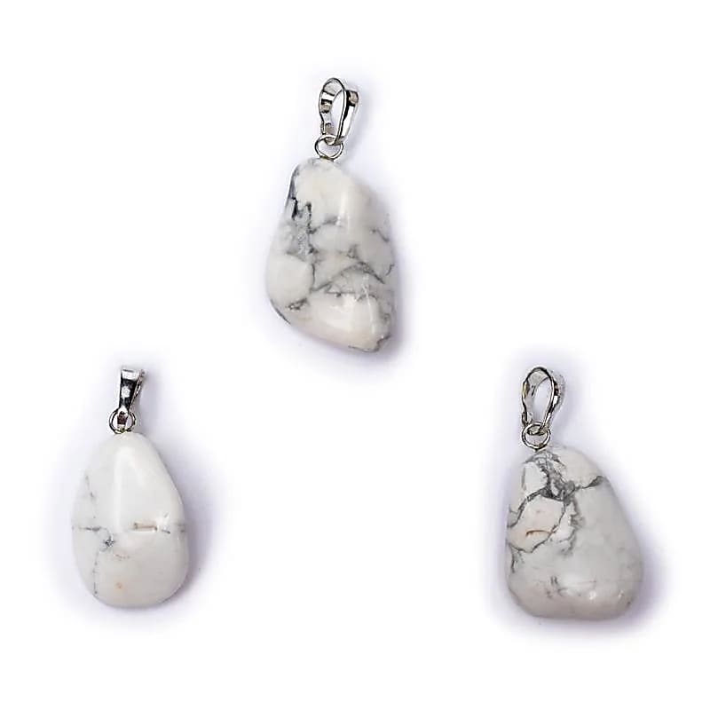 White howlite gemstone pendant pin drilled