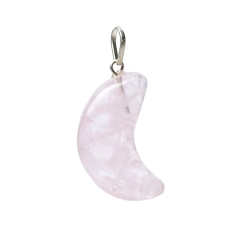 Pendentif en quartz rose forme de lune