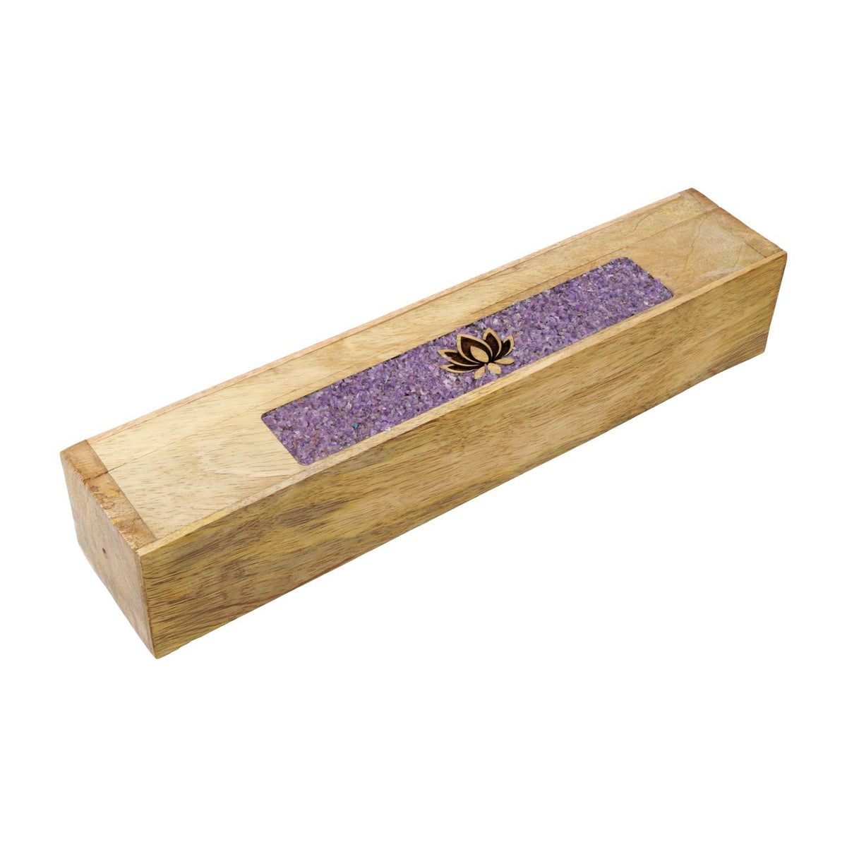 Wierookbrander en opbergdoos Lotus amethist mangohout