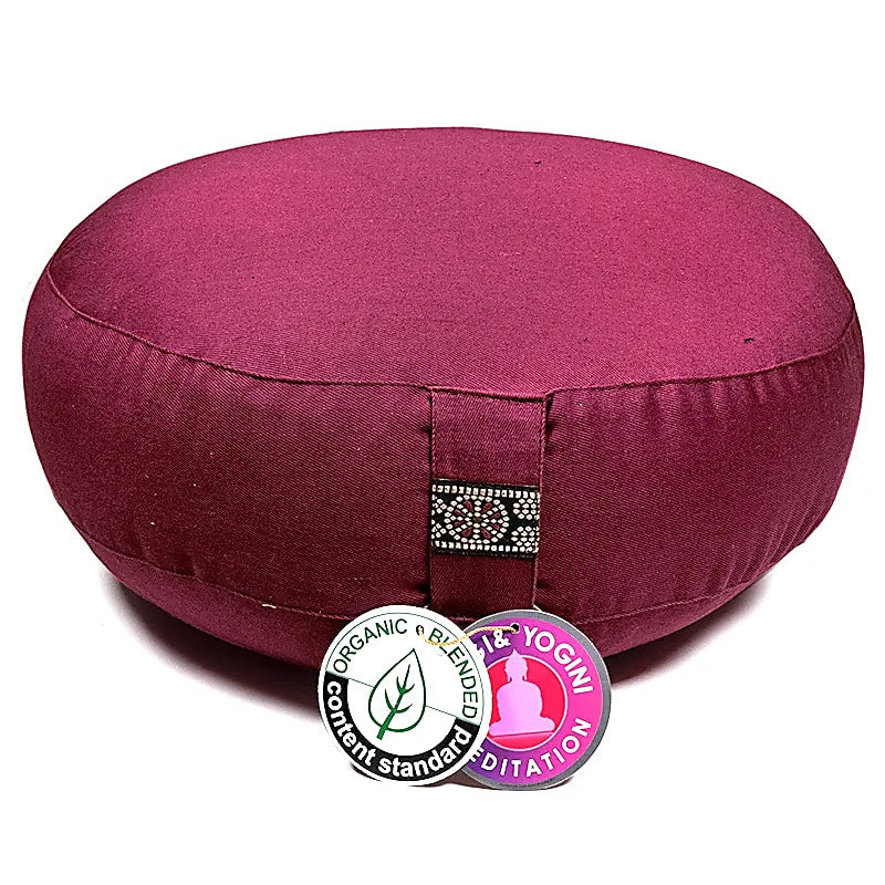 Coussin méditation bas aubergine coton BIO (OCS)