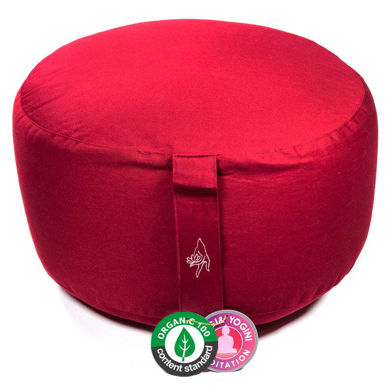 Cojín de meditación rojo XL de algodón BIO (OCS)