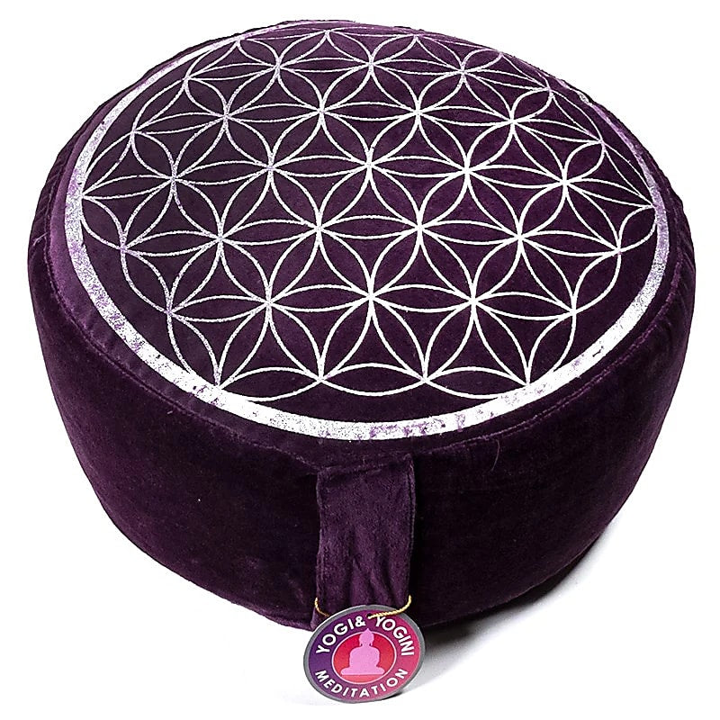 Coussin de méditation vintage fleur de vie violet