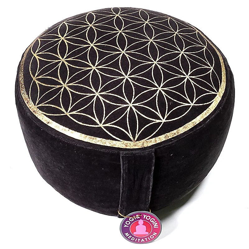 Cojín de meditación vintage Flor de la vida antracita