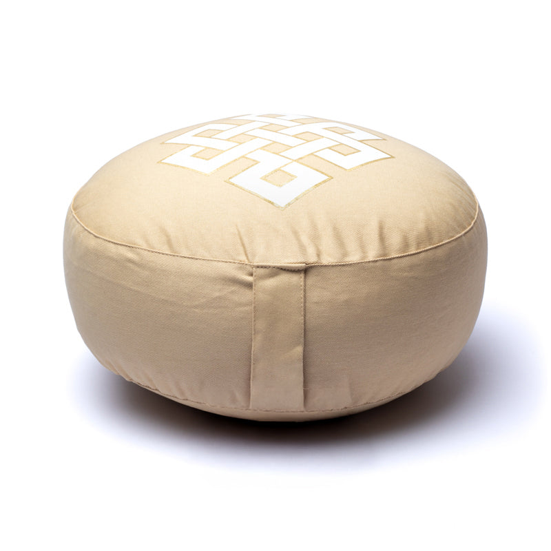 Meditatiekussen oneindige knoop beige biokatoen