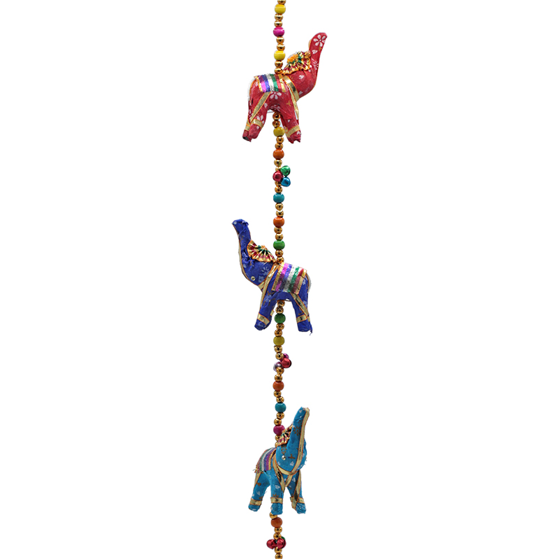 Decorative garland clothed Elephants