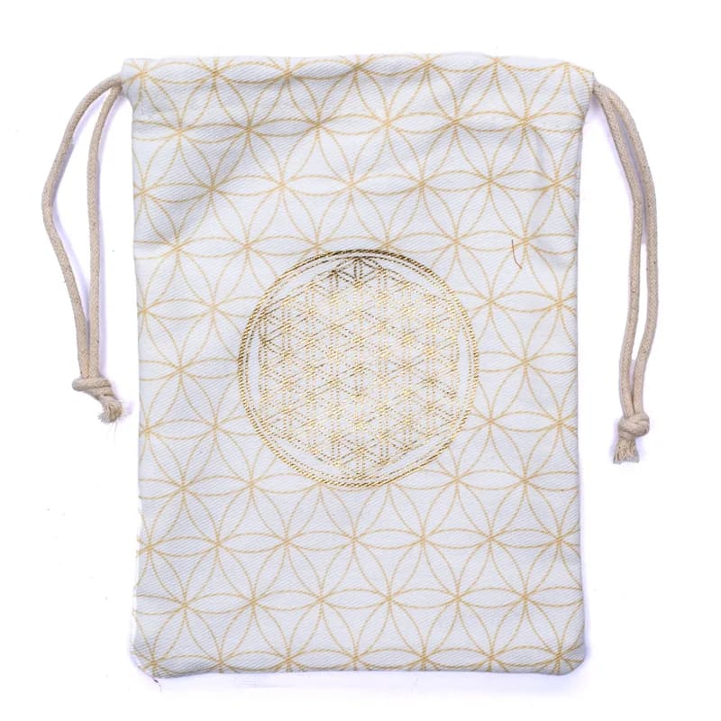 Cotton bag with flower of life white