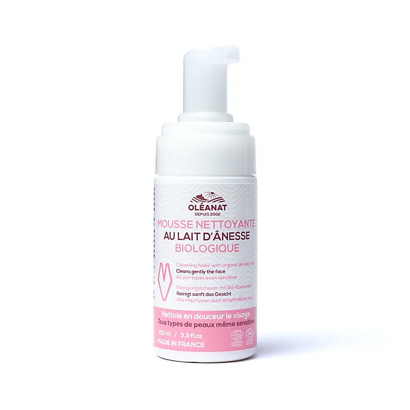 Oléanat mousse nettoyante visage au lait d'ânesse BIO