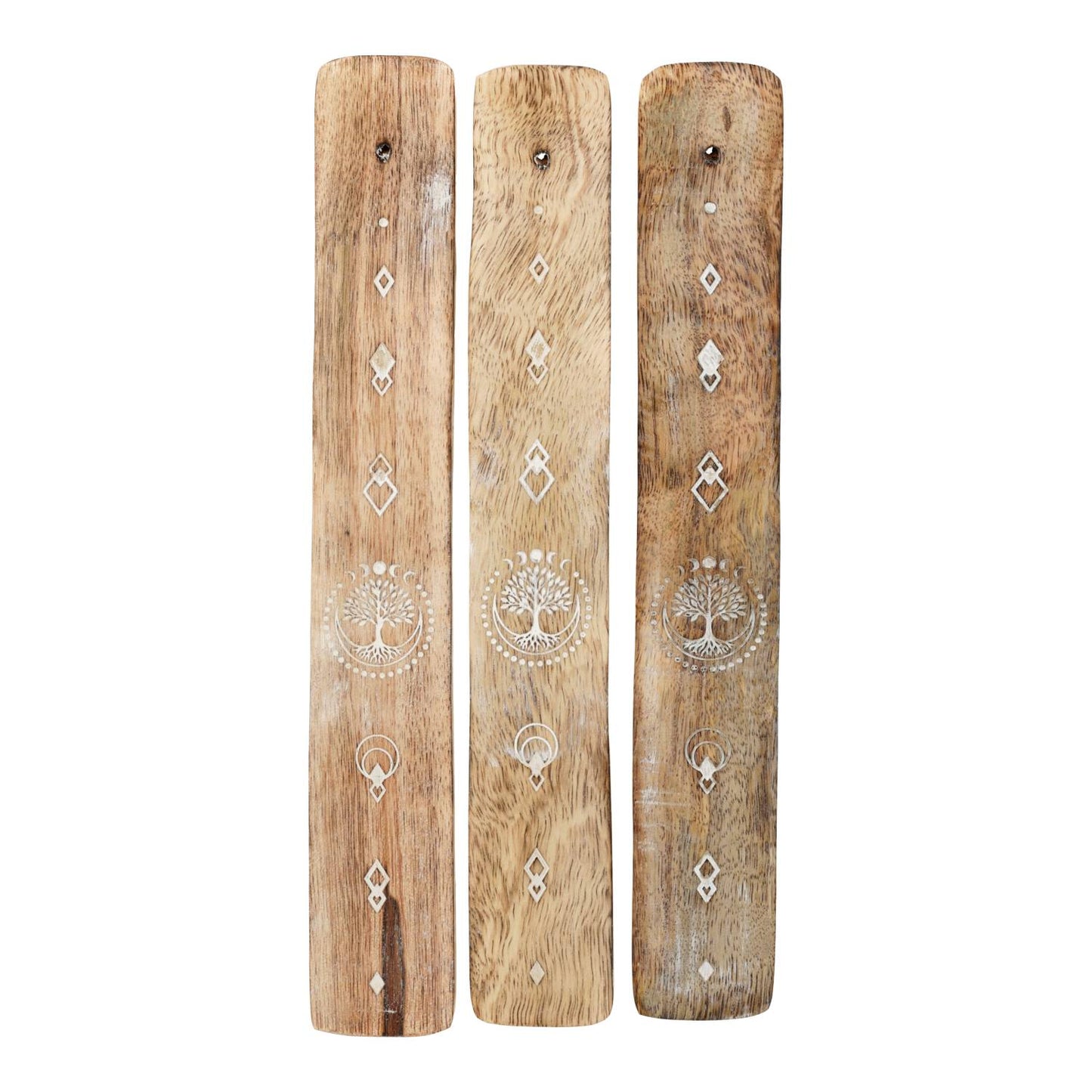 Wierookhouder Levensboom Mangohout Whitewash - 9068