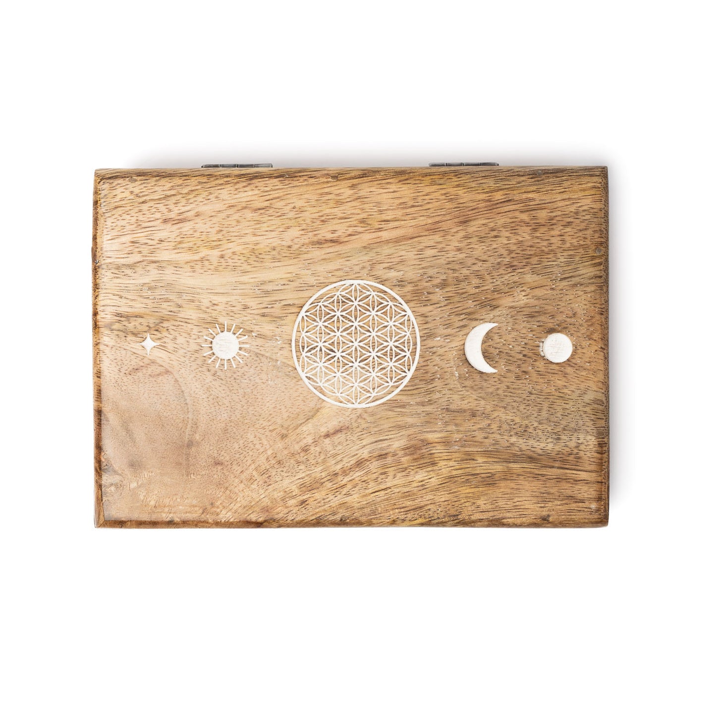 Tarotbox Blume des Lebens Mangoholz weiß gekalkt