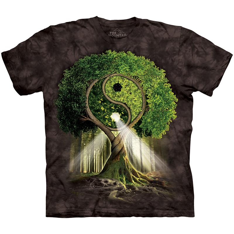 T-Shirt Mountain Artwear Yin Yang Tree schwarz S