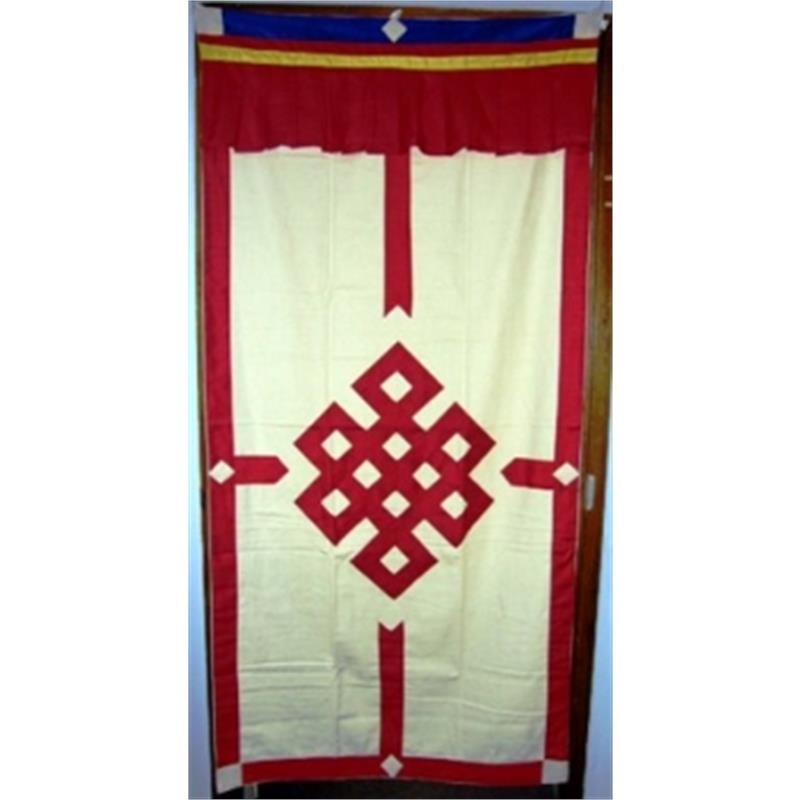 Tibetischer Türvorhang rot/creme -- 178x85 cm