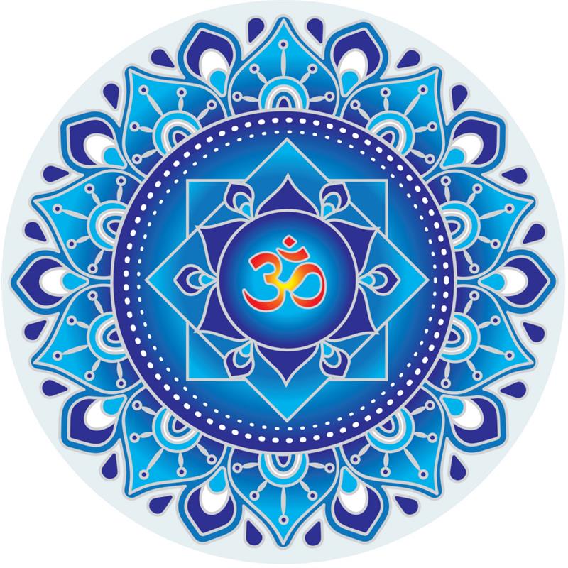 Fensterbild Mandala Om Blau -- 14 cm
