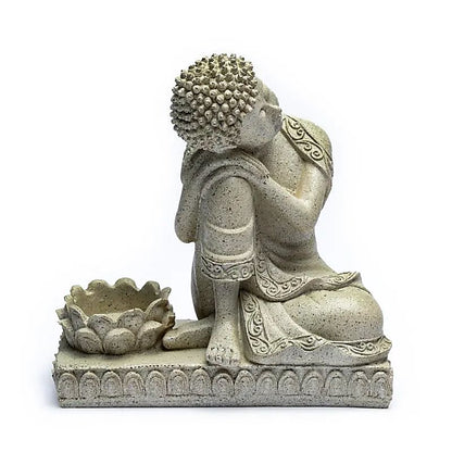 Buddha mit Kerzenhalter steingrau thumb