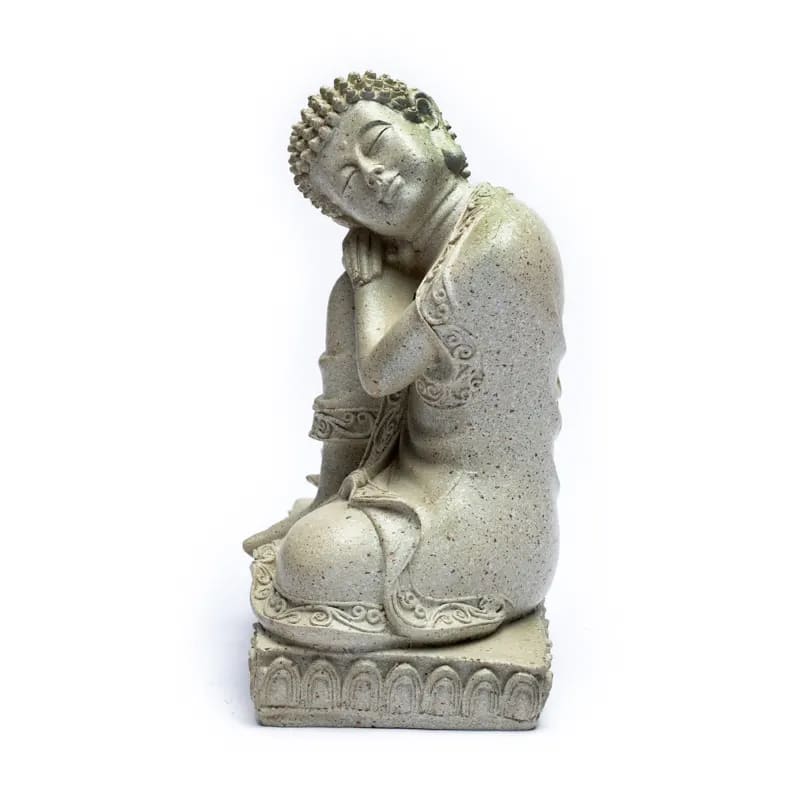 Buddha mit Kerzenhalter steingrau