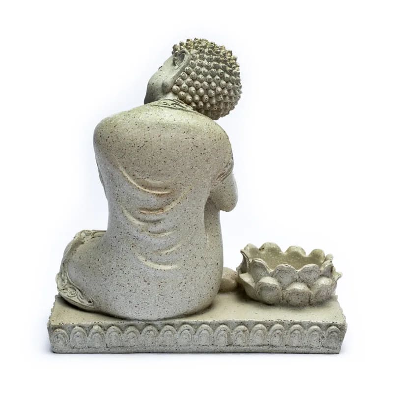 Buddha mit Kerzenhalter steingrau Champagner