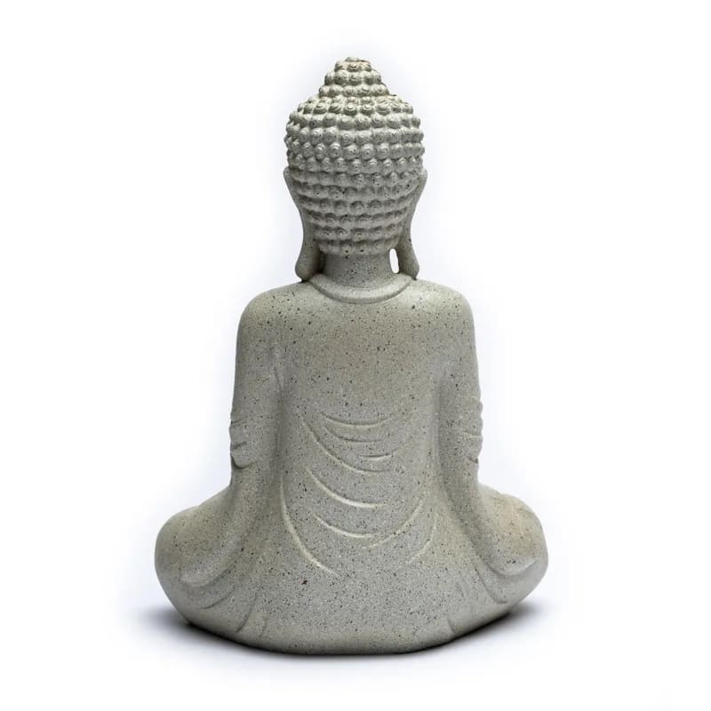 Meditierender Buddha mit Kerzenhalter steingrau