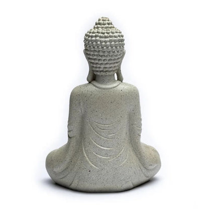 Meditierender Buddha mit Kerzenhalter steingrau kaufen thumb