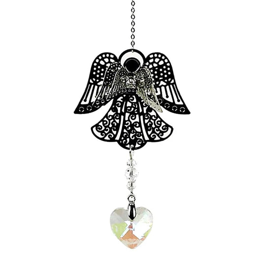 Ángel con corazón de cristal arco iris
