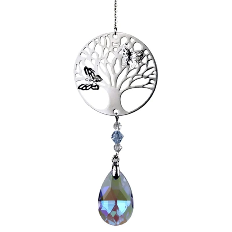 Árbol de la vida de filigrana con mariposas + gota - blanca