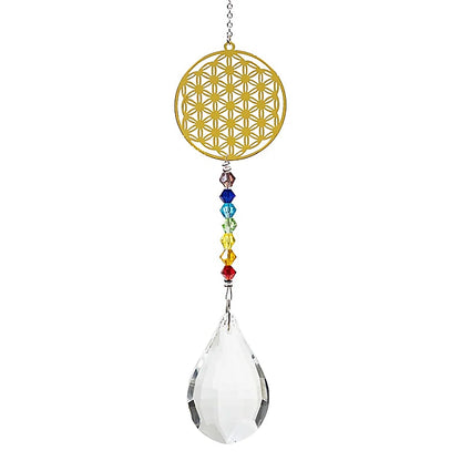 Flower of life crystal drop white & chakra string thumb