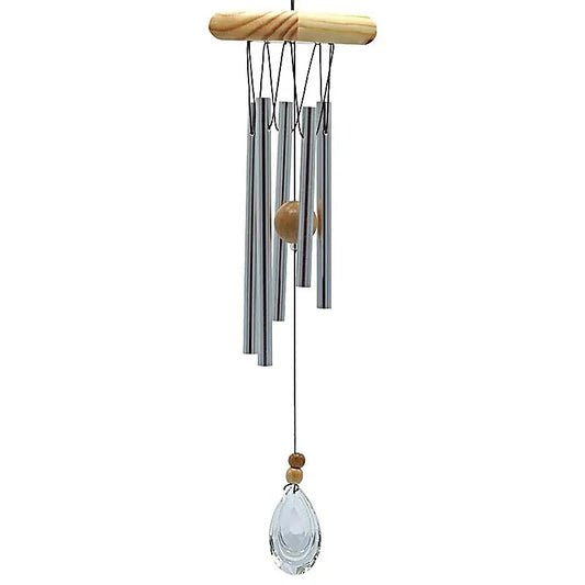 Windspiel fünf Stäbe Holz Kristallwindfänger