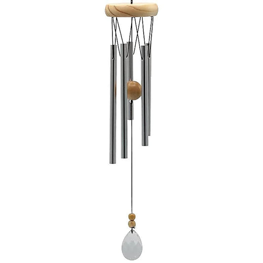 Windspiel fünf Stäbe Holz Kristallwindfänger