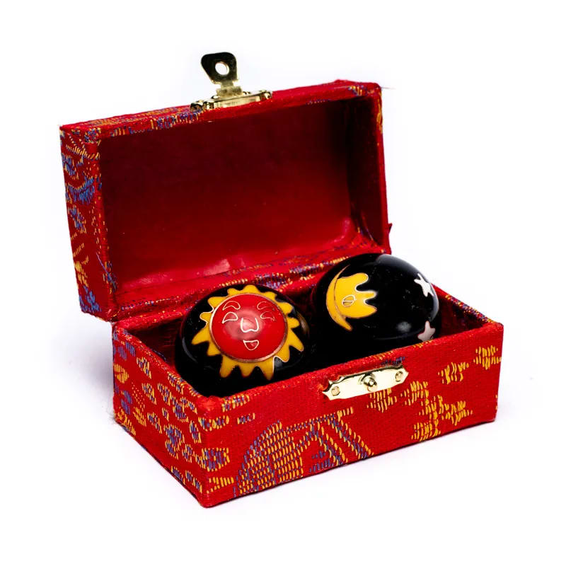 Boules santé Qi Gong Soleil lune jaune rouge noir