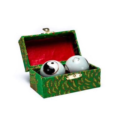 Qi Gong Kugeln Yin Yang weiß/grün marmiert großhandel thumb