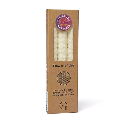 Candela da tavola con Fiore della vita stearina bianco sporco all’ingrosso thumb