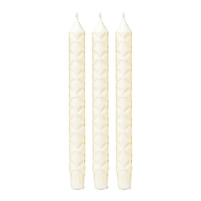 Candela da tavola con Fiore della vita stearina bianco sporco
