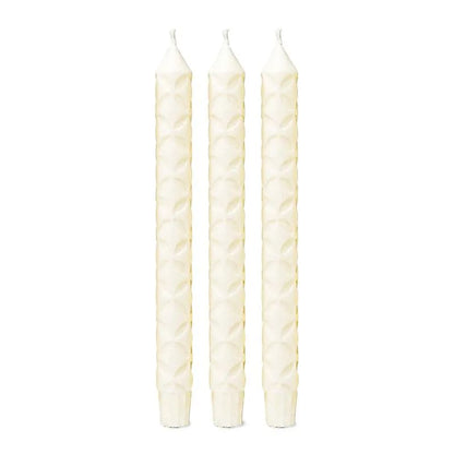 Candela da tavola con Fiore della vita stearina bianco sporco thumb