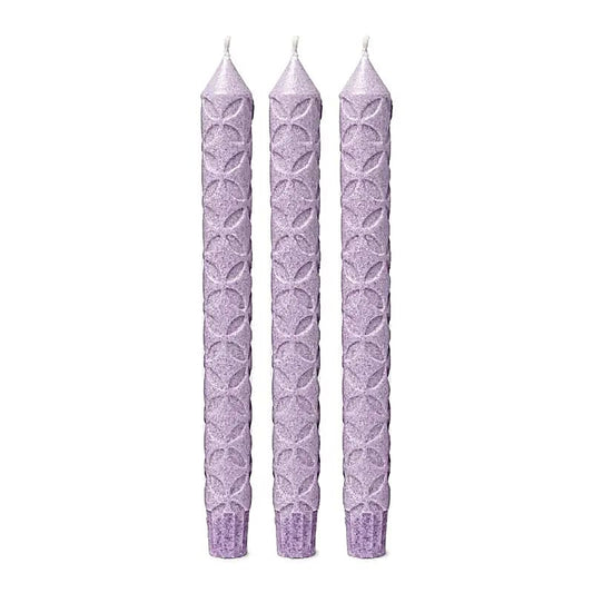 Dinner candle Flower of Life motif stearin purple