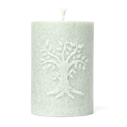 Comprar Vela votiva Árbol de la Vida en relieve estearina verde salvia thumb
