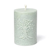 Vela votiva Árbol de la Vida en relieve estearina verde salvia