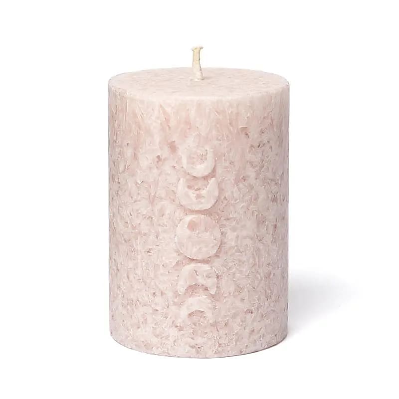 Vela votiva Fases Lunares en relieve estearina rosa suave