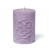 Vela votiva Semilla de la Vida en relieve estearina morado