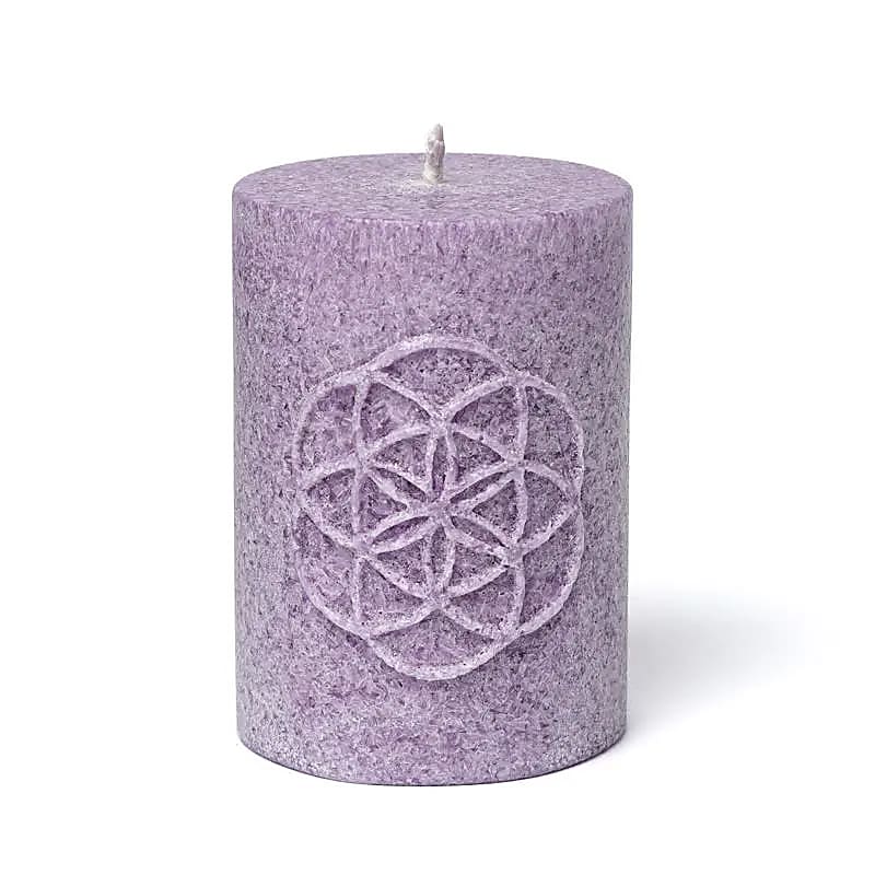 Bougie votive à relief Graine de Vie stéarine violet