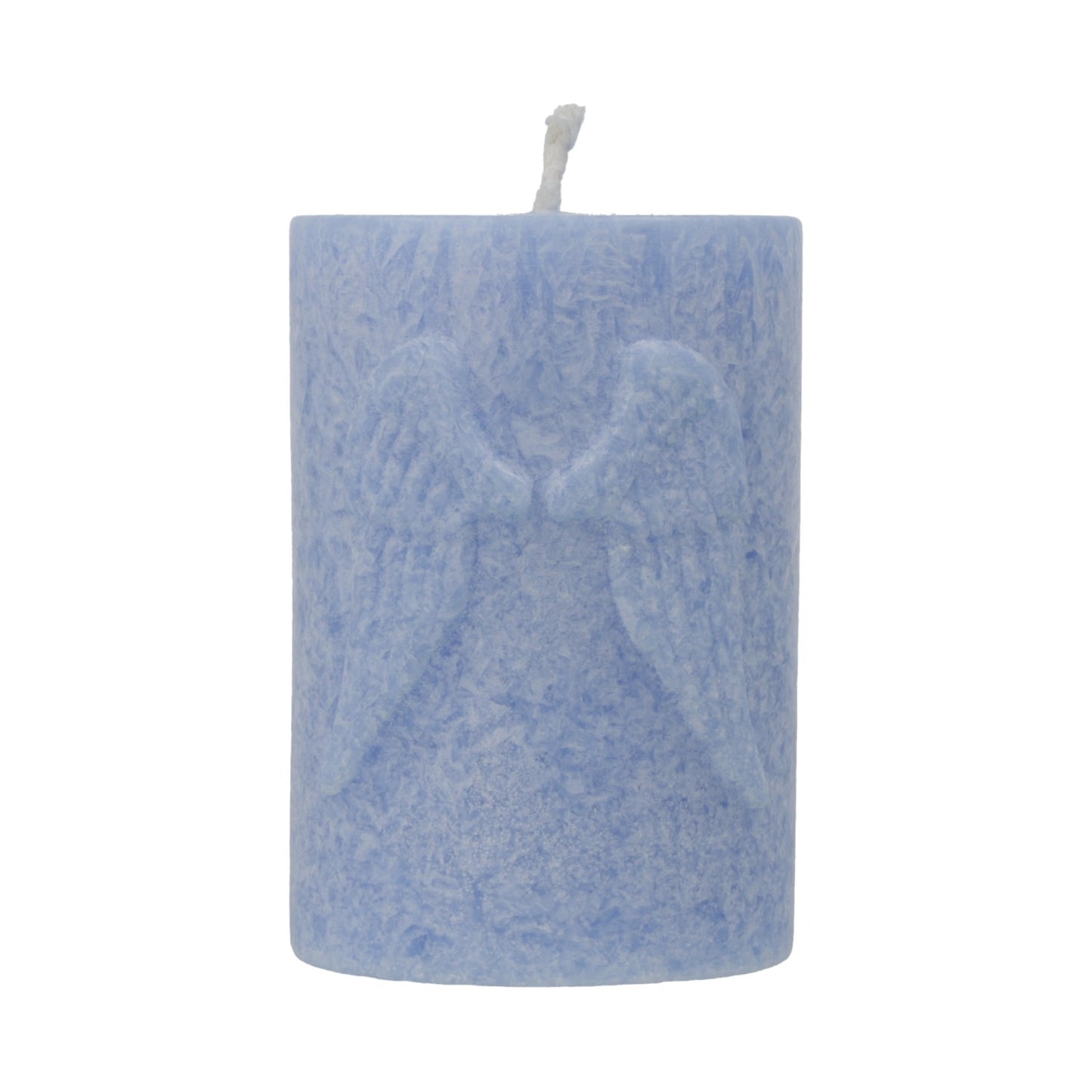 Votiefkaars met reliëf Engelenvleugels stearine blauw