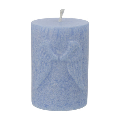Votiefkaars met reliëf Engelenvleugels stearine blauw thumb