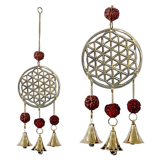 Windbel Bloem des Levens met Rudraksha zaden