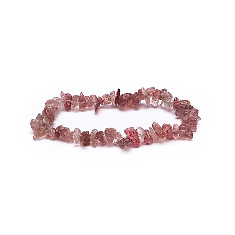 Bracelet Chips de Quartz fraise élastique
