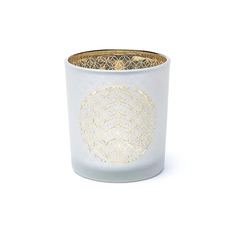 Candle light holder frosted/metallic Flower of Life