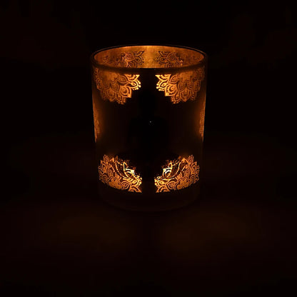 Photophore givré/métallique Bouddha