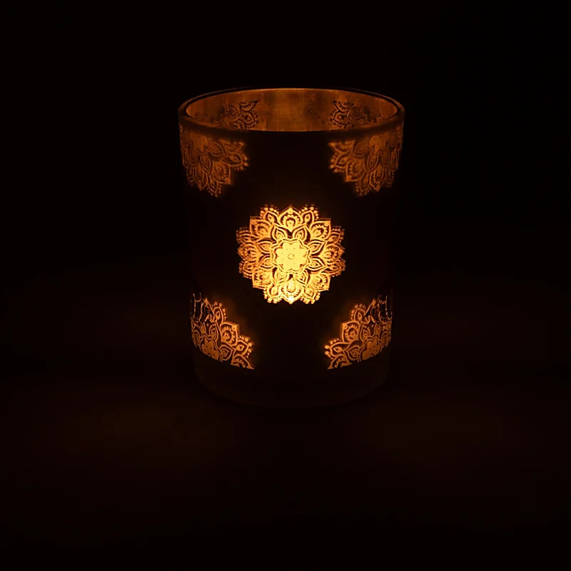 Photophore givré/métallique Bouddha de gros