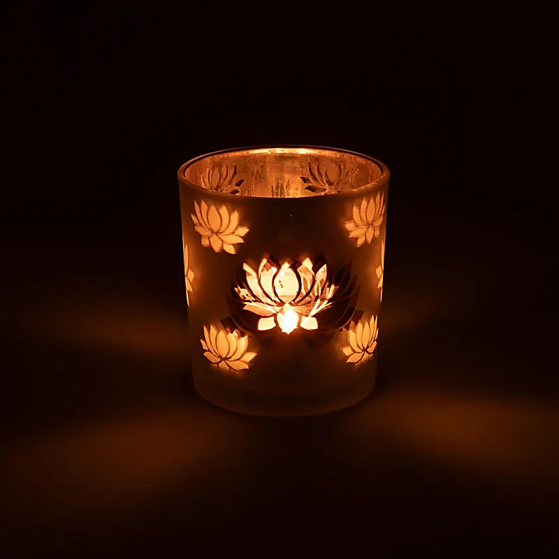 Kerzenhalter gefrostet/metallic Lotus