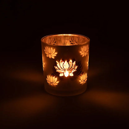 Kerzenhalter gefrostet/metallic Lotus großhandel thumb