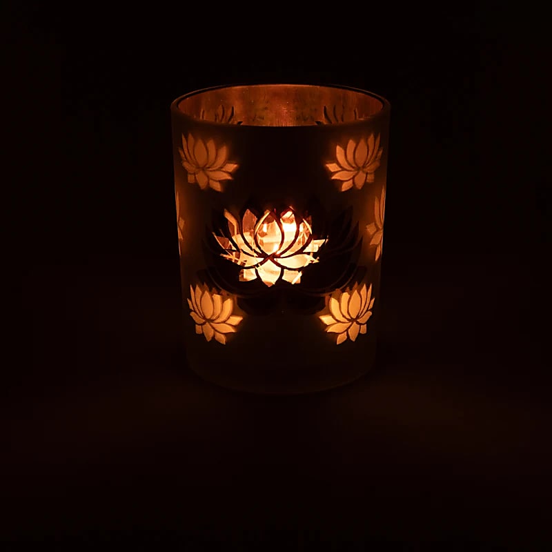 Kerzenhalter gefrostet/metallic Lotus