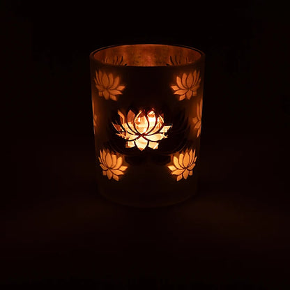 Kerzenhalter gefrostet/metallic Lotus großhandel thumb