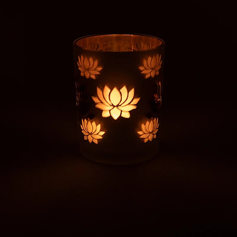 Kerzenhalter gefrostet/metallic Lotus