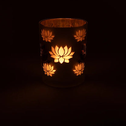 Kerzenhalter gefrostet/metallic Lotus